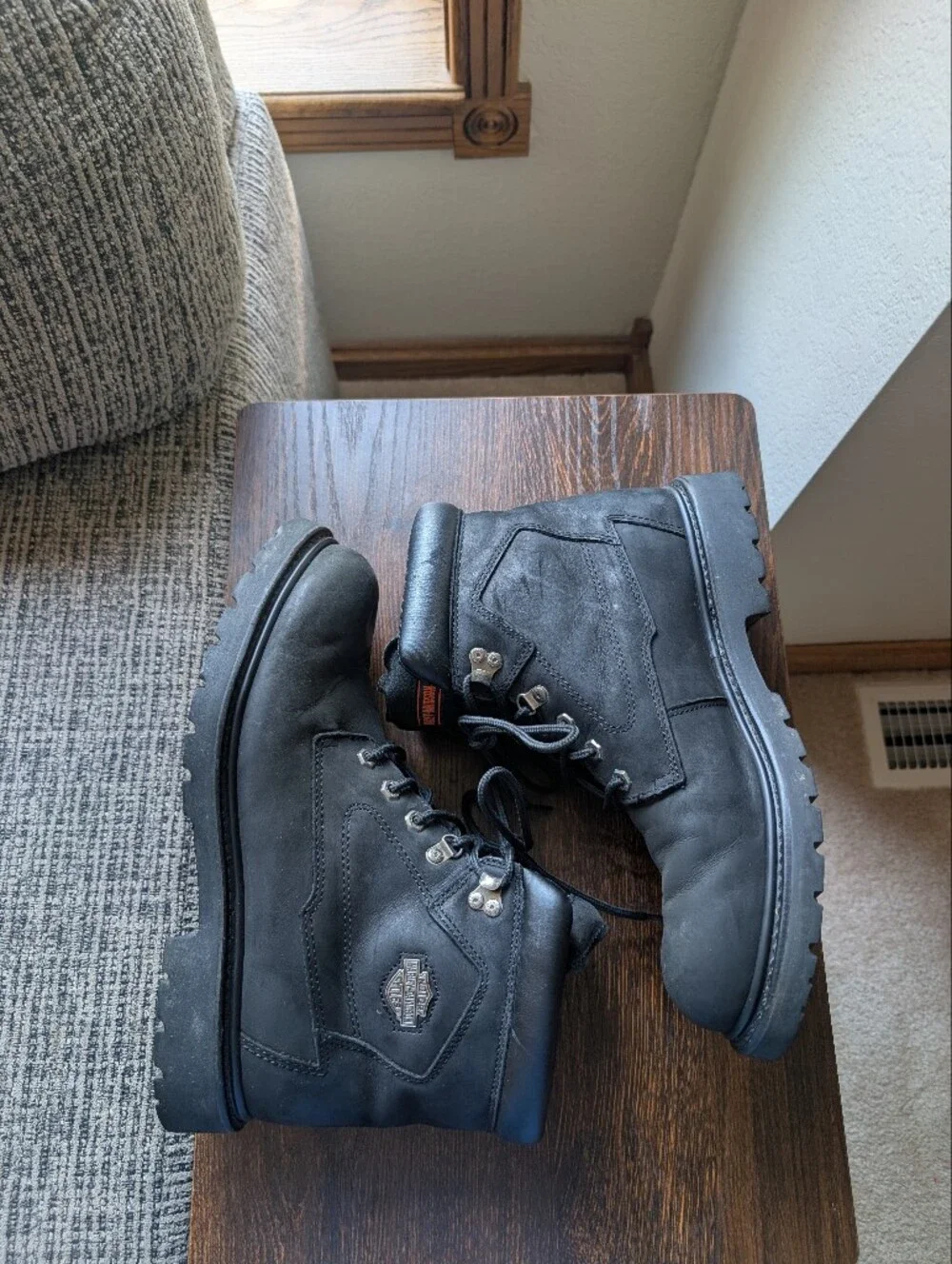 Harley-Davidson Badlands Black Nubuck Leather Motorcycle Biker Boots